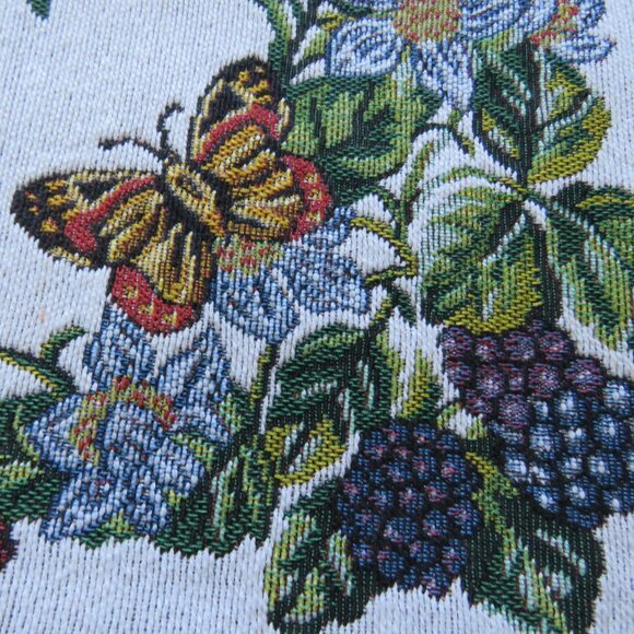 Set of 2 Vintage Tapestry Placemats With Grapes, Flowers & Butterflies - Picture 2 of 5